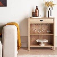Wyld and Coco Everwood Sideboard Light Wood-Look Particle Board 1 Drawer 2 Shelves in Brown