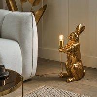 Wyld and Coco Hand-Painted Gold Polyresin Rabbit Table Lamp - Bedside Light