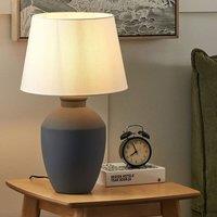Wyld and Coco Grey Ceramic Table Lamp with Linen Drum Shade