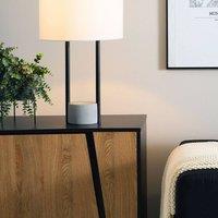 Wyld and Coco Table Lamp - White Fabric Drum Shade with Grey Concrete Base