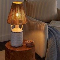 Wyld and Coco Table Lamp - White Ceramic Base Natural Paper-Rope Shade