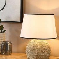 Wyld and Coco Braided Natural Rope Table Lamp with White Fabric Shade
