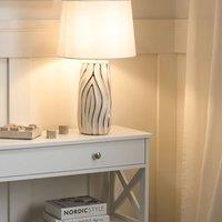 Wyld and Coco White Ceramic Table Lamp with Linen Drum Shade