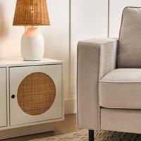 Wyld and Coco White Ceramic Table Lamp with Rattan Shade - Bedside Hallway Lounge