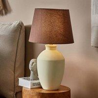 Wyld and Coco Table Lamp - White Ceramic Base Linen Drum Shade