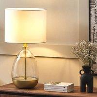 Wyld and Coco Table Lamp - Clear Glass Base with Gold Accents White Empire Shade