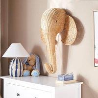 Wyld and Coco Natural Rattan Elephant Wall Art Handmade Modern Decor