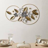 Wyld and Coco Grey-Gold Handmade Iron Wall Sculpture - Floral Leaf Design in Gold | Size: 99 cm x 66 cm