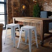Wyld and Coco White 60 cm Stackable Steel Bar Stools Set of 2
