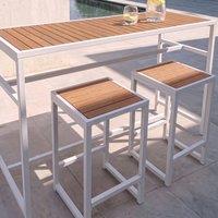 Wyld and Coco Outdoor Stool - Matte White Steel Base Polywood Top