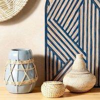 Wyld and Coco Rattan Basket 25cm with Lid - Natural Boho Storage