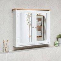 Wyld and Coco Wall-Mounted Mirror Cabinet White MDF 17x60 cm