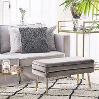 Wyld and Coco Grey Velvet Storage Bench with Golden Legs