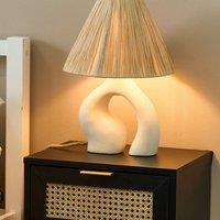Wyld and Coco White Ceramic Table Lamp with Natural Paper Shade