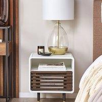 Wyld and Coco White Bedside Table Rustic Slatted Door Hidden Compartment