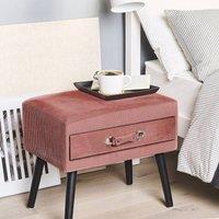 Wyld and Coco Pink Corduroy Side Table with Storage Black Pine Legs 46x50x35 cm | Size: 46 x 50 x 35 cm