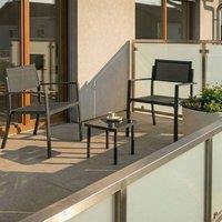 Wyld and Coco 2 Seater Outdoor Bistro Set Dark Grey Powder Coat Steel Tempered