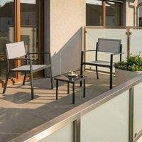 Wyld and Coco Grey Steel Bistro Set 2-Seater with Tempered Glass Coffee Table