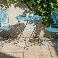 Wyld and Coco Blue Peacock Distressed Powder-Coated Folding Bistro Table