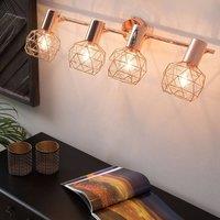 Wyld and Coco Home Copper 4 Light Ceiling Lamp Adjustable Arms Geometric