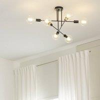 Wyld and Coco Ceiling Lamp Black Metal 33 cm 6-Light Iron Shade-Free