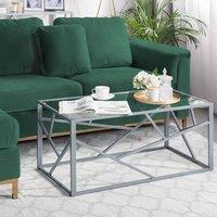 Wyld and Coco Geometric Glass Coffee Table 100 x 50 cm Silver Frame