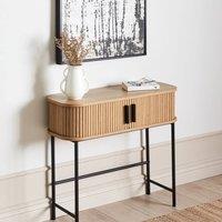 Wyld and Coco Console Table Light Brown with Black Metal Legs 80x30 cm