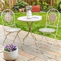 Wyld and Coco White Metal Folding Garden Chairs Set of 2 - Mosaic Backrest