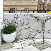 Wyld and Coco Set of 2 Vintage Folding Garden Chairs - Grey Iron Frame