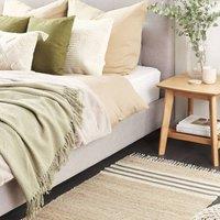 Wyld and Coco Handwoven Jute Dhurrie Rug 80 x 150 cm Beige Grey Tassels | Size: 80 cm x 150 cm