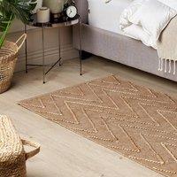 Wyld and Coco Beige Jute Cotton Area Rug 80 x 150 cm Handwoven Geometric | Size: 80 cm x 150 cm