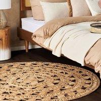 Wyld and Coco Boho Round Jute Rug 140 cm Beige Handmade Braided | Size: 140 cm diameter
