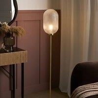 Wyld and Coco Floor Lamp - Gold Iron Base with Textured Glass Shade Modern