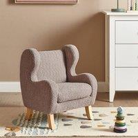 Wyld and Coco Taupe Boucl Armchair for Children Rubberwood Legs Modern Nursery in Beige
