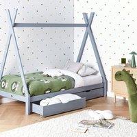 Wyld and Coco Grey Pine Underbed Storage Drawers Set with Wheels