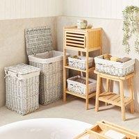 Wyld and Coco Grey Willow Set of 5 Laundry Baskets with Removable White Linings