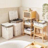 Wyld and Coco Willow Lane Set of 5 White Willow Laundry Baskets with Grey Lining