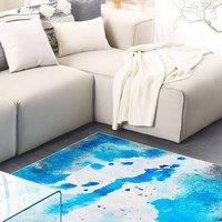 Wyld and Coco Aura Studio Multicolour Area Rug 140 x 200 cm Watercolour Abstract in Blue | Size: 140 cm x 200 cm