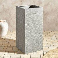 Wyld and Coco Tall Fibre Clay Plant Pot 33 x 33 x 70 cm UV-Resistant Light Grey