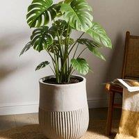 Wyld and Coco 36cm Grey Fibre Clay Round Planter - Fluted