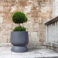 Wyld and Coco Grey Round Plant Pot Concrete Style Weather Resistant