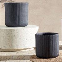 Wyld and Coco Graphite Grey Clay Fibre Planter 45 x 45 x 45 cm UV-Resistant Ribbed