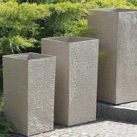 Wyld and Coco Tall Plant Pot Beige Stone 35 x 35 x 70 cm Indoor Outdoor Planter