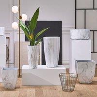 Wyld and Coco Marble Effect Square Planter 35 x 42 cm White