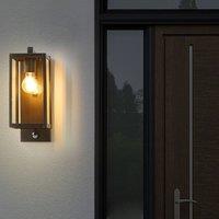 Wyld and Coco Outdoor Wall Light Black Iron Glass 33cm Motion Sensor Retro Design