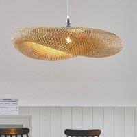 Wyld and Coco Natural Bamboo Pendant Lamp Irregular Shade Ambient Lighting in Brown
