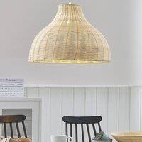 Wyld and Coco Rattan Pendant Lamp Natural Wicker Bell Shade Boho Rustic Ceiling