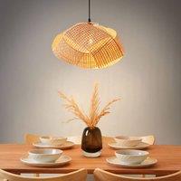 Wyld and Coco Bamboo Pendant Lamp Natural Woven Shade 45cm