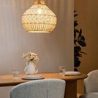 Wyld and Coco Pendant Lamp White Natural Rattan Shade Iron Handcrafted Living