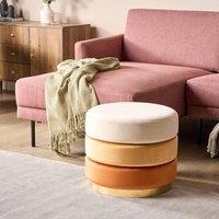 Wyld and Coco Ombre Orange Velvet Footstool 48 x 48 x 41 cm Gold Base